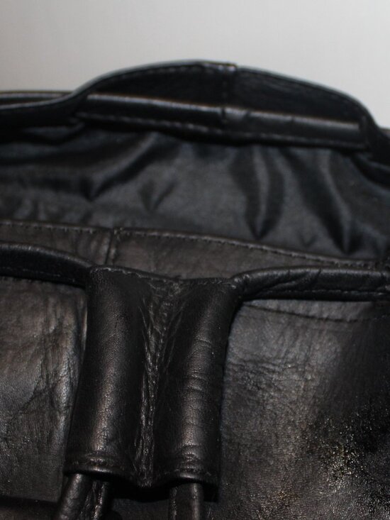 FRYE Thick Black Leather Large Travel Backpack Bag Unisex Mint! main image 9